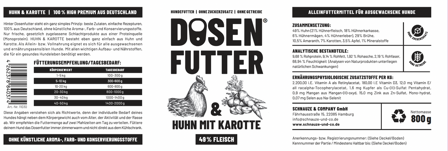 Dosenfutter® HUHN MIT KAROTTE 6x800g